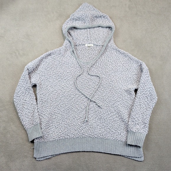 Miracle USA Boho Popcorn Knit Hoodie M/L Gray Cotton Blend Oversized Sweater — photo 2